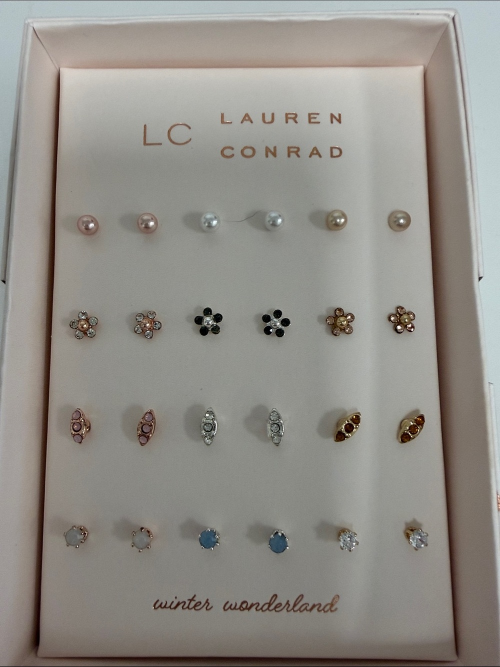 LC Lauren Conrad Multi-Color Stud Earring Set - Pink, White, Gold, Black, Blue